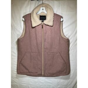 Sanctuary Mixed Media Mauve Sherpa Wool Blend Vest Cozy Warm Size M/M